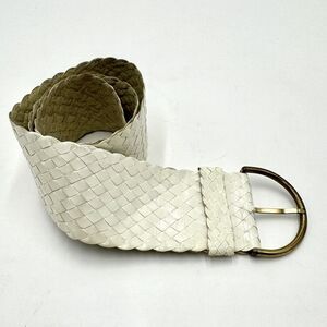 Auth Vtg Christian Dior White Woven Leather Women’s Belt Size US XS Preloved